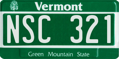 VT license plate NSC321