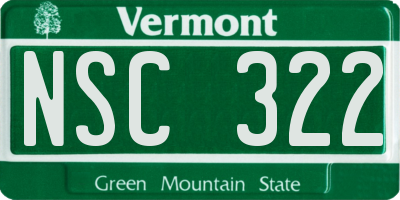 VT license plate NSC322