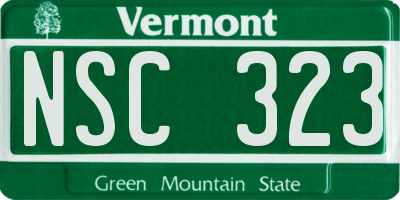 VT license plate NSC323