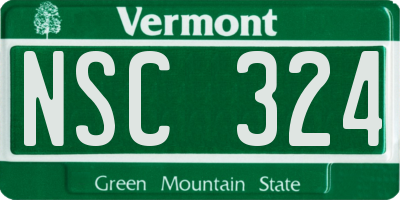 VT license plate NSC324