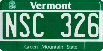 VT license plate NSC326