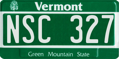 VT license plate NSC327