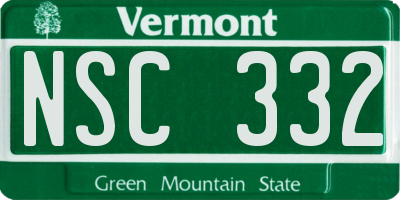 VT license plate NSC332