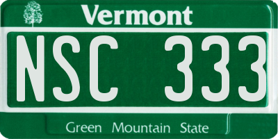 VT license plate NSC333