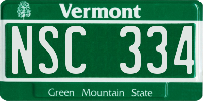 VT license plate NSC334