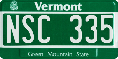 VT license plate NSC335