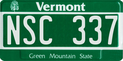 VT license plate NSC337