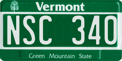VT license plate NSC340