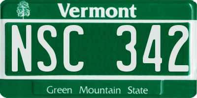 VT license plate NSC342
