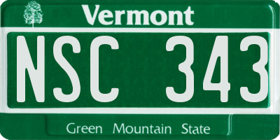 VT license plate NSC343