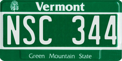 VT license plate NSC344