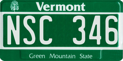 VT license plate NSC346