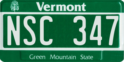 VT license plate NSC347