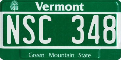 VT license plate NSC348