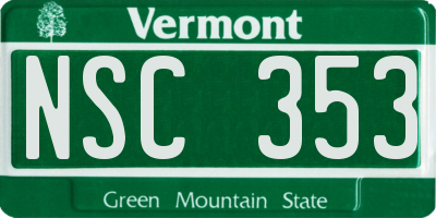 VT license plate NSC353