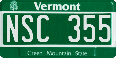 VT license plate NSC355
