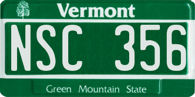 VT license plate NSC356