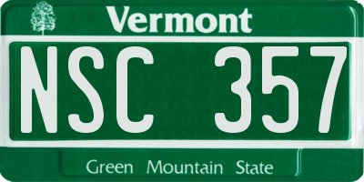 VT license plate NSC357
