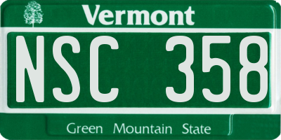 VT license plate NSC358