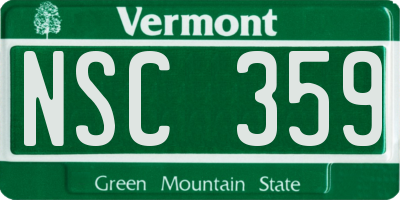 VT license plate NSC359