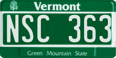 VT license plate NSC363
