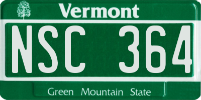VT license plate NSC364