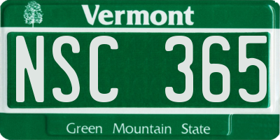 VT license plate NSC365
