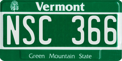 VT license plate NSC366