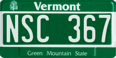 VT license plate NSC367
