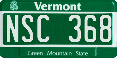 VT license plate NSC368