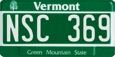 VT license plate NSC369