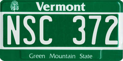 VT license plate NSC372