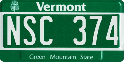 VT license plate NSC374