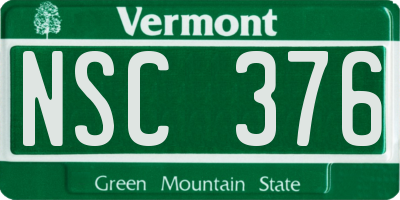 VT license plate NSC376