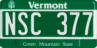 VT license plate NSC377