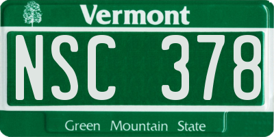 VT license plate NSC378