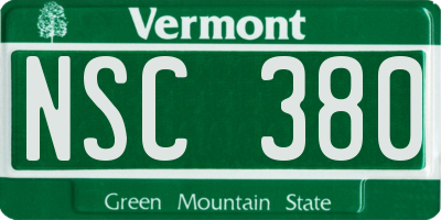 VT license plate NSC380