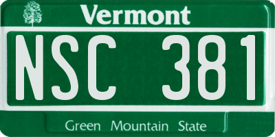 VT license plate NSC381