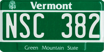 VT license plate NSC382