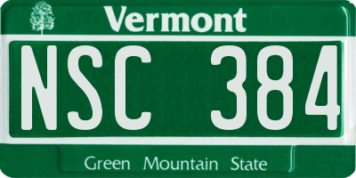 VT license plate NSC384