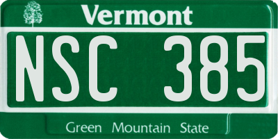 VT license plate NSC385