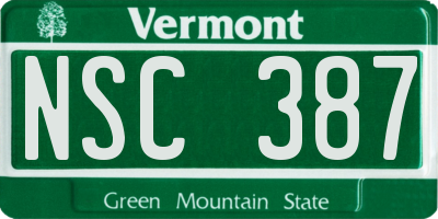 VT license plate NSC387