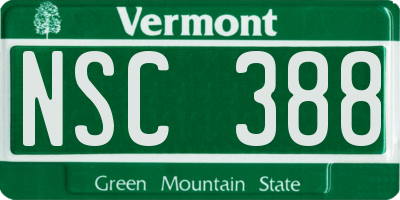 VT license plate NSC388
