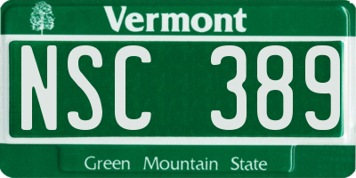 VT license plate NSC389