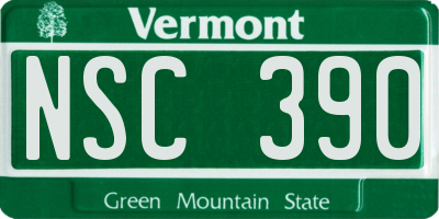 VT license plate NSC390