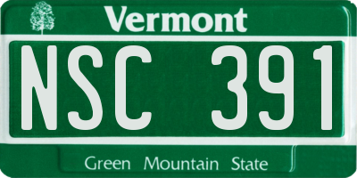 VT license plate NSC391