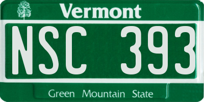 VT license plate NSC393