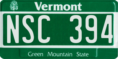 VT license plate NSC394