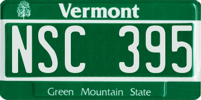VT license plate NSC395