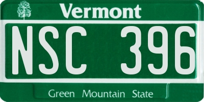 VT license plate NSC396